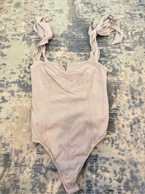 Free People Blush Tie-Shoulder Bodysuit